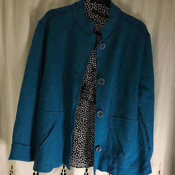 Coldwater Creek Blue Wool Blend  Cardigan Xl - Picture 2 of 15
